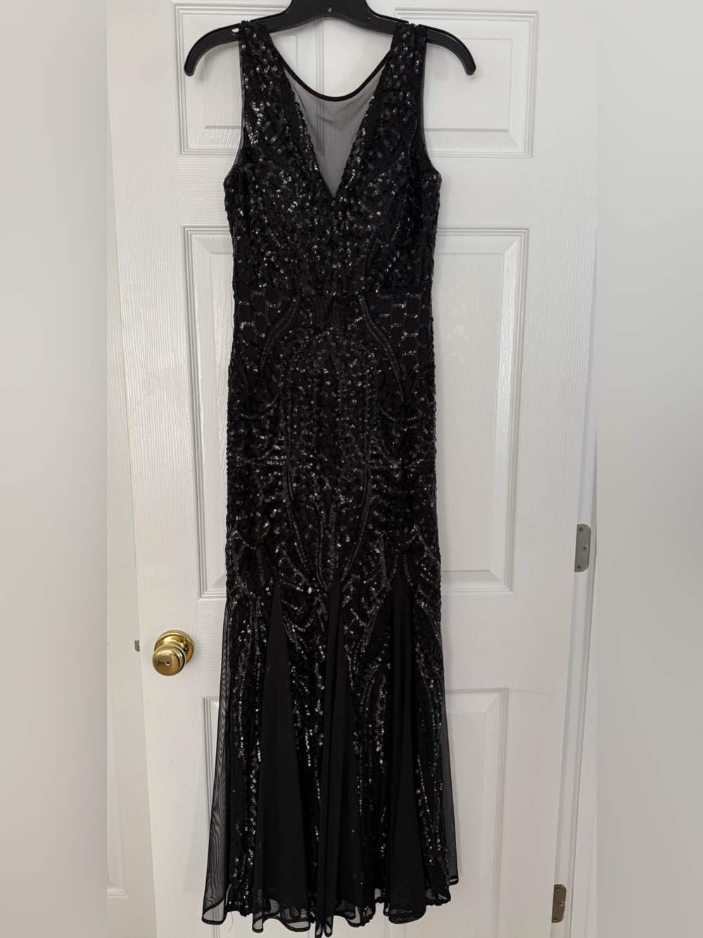 Night Way Collections Black Sequin Maxi Gown